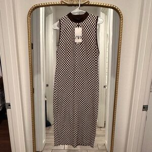 Zara Brown and Cream Checkered Sweater